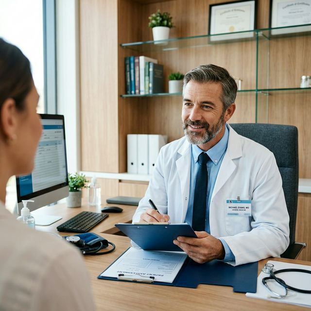 Doctor taking notes confidently