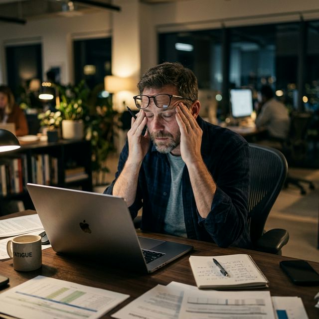 Exhausted man at work