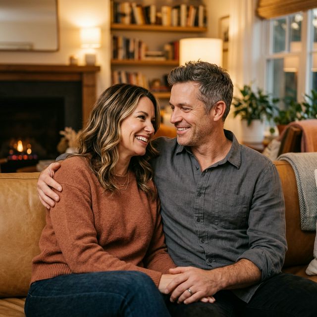 Happy couple intimately connected